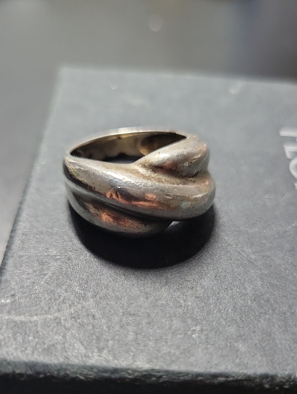 Vintsge Sterling Silver Twisted Dome Ring - Silver